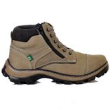 Bota Adventure Masculina Couro Zíper Trilha Resistente Lisa Cinza 44