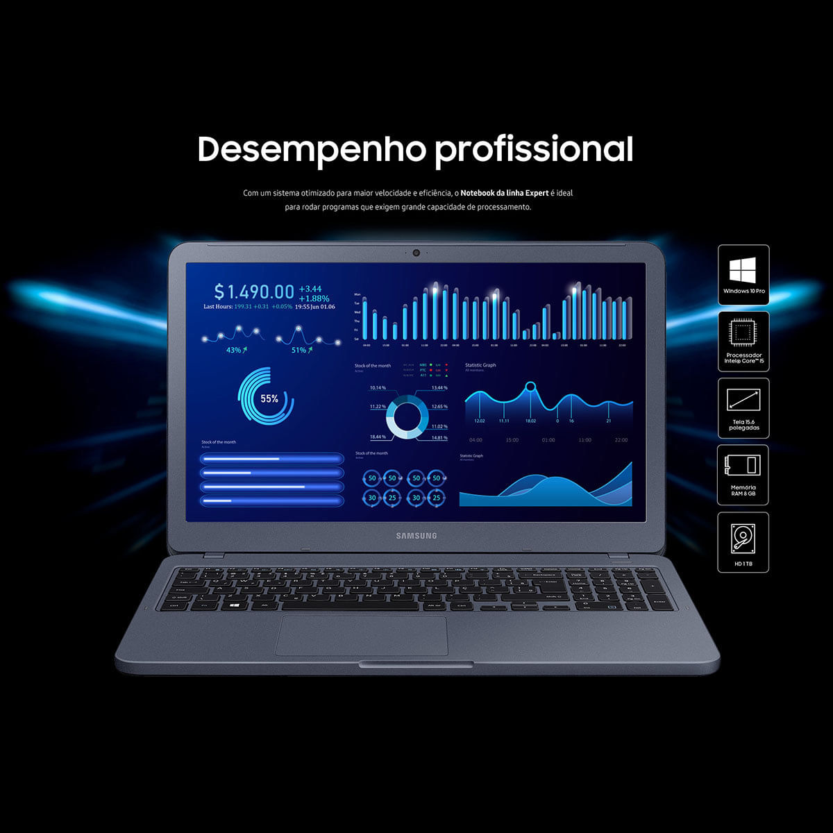 Notebook Samsung Intel Celeron 4205U 4GB HD 500GB Tela 15.6