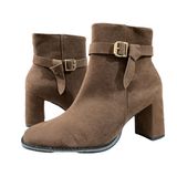 Bota Feminina Marrom Salto Bloco Grosso - 38 - Marrom