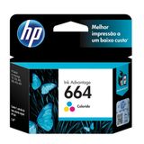 Cartucho HP 664 Colorido Original (F6V28AB) para HP Deskjet 2136, 2676, 3776, 5076, 5276