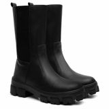 Bota Chelsea Feminina Tratorada Cano Longo Conforto Casual Preto 38