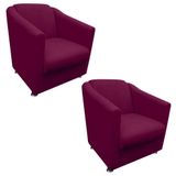 Kit 02 Poltronas Decorativa Bia Suede Marsala