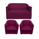 Kit 01 Namoradeira E 02 Poltronas Decorativa Bia Suede Marsala