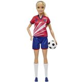 Boneca Barbie Jogadora De Futebol Camisa Vermelha Azul - Mattel