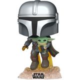 Funko Pop! Star Wars: O Mandaloriano - Mandalorian Voando Com A Criança