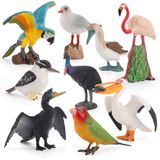 9 Pcs Mini Bird Animal Figures Modelo Papagaio Flamingo Estatuetas Festa Favorece Suprimentos Bolo Toppers Desenvolvimento Conjunto De Brinquedo Para