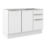 Balcão Gabinete De Pia Madesa Lux 120 Cm 2 Portas 3 Gavetas (sem Tampo) - Branco/branco Veludo