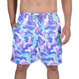 Short Praia Bermuda Masculina Estampa Camuflado Azul Cor:azul,tamanho:m