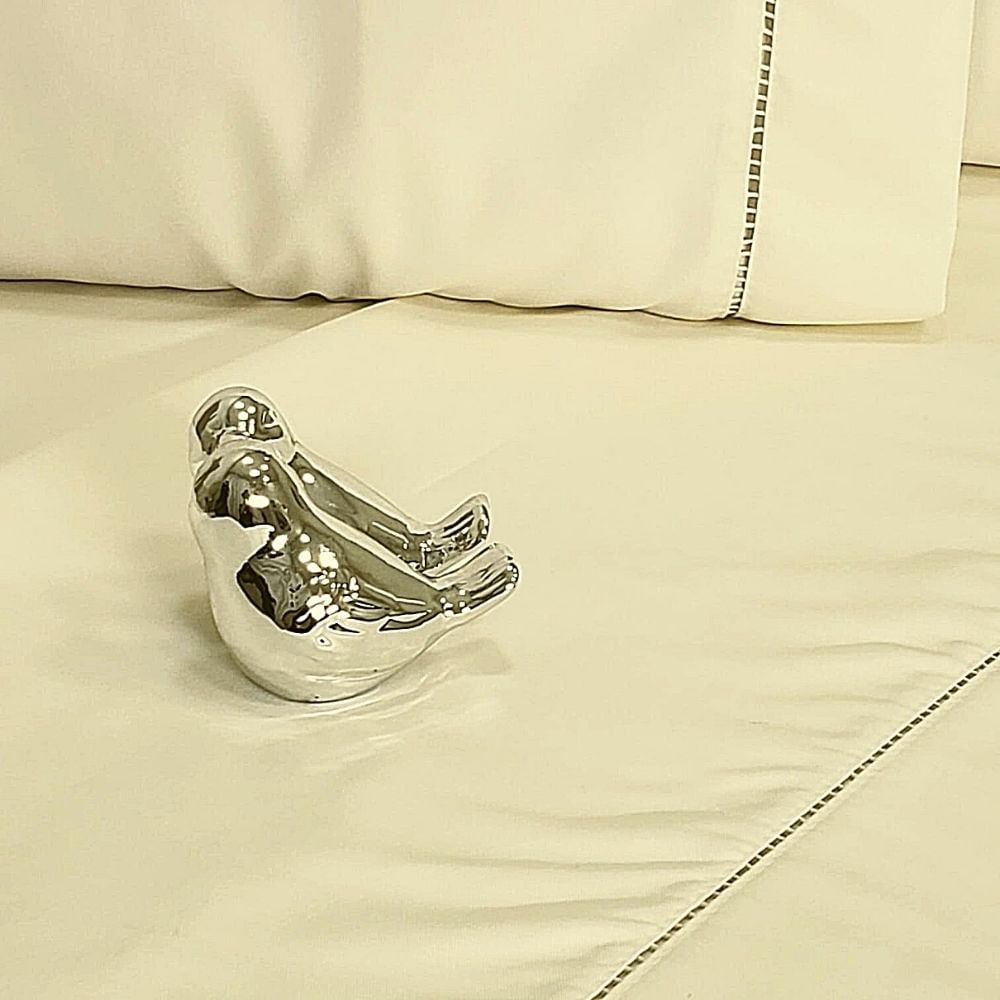 Jogo De Cama Casal 400 Fios Marfim Ponto Palito 4 Peças Casa Dona