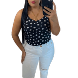 Blusa Feminina Regata De Alcinha Poá Preta