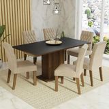 Conjunto Sala De Jantar Mesa Tampo De Madeira 6 Cadeiras Rustic/preto/imperial Hanna Madesa