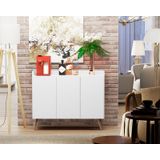 Aparador Buffet Pés Palito Retrô 3 Portas Eternity Cor Branco - Comprar Moveis Em Casa