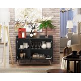 Aparador Buffet Pés Palito Retrô 3 Portas Eternity Cor Preto - Comprar Moveis Em Casa