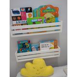 2 Prateleiras De Livros Mdf De Parede Nicho Porta Livros Infantil Estante Revisteiro Para Sala De Leitura Criança 55 Cm