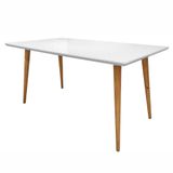 Mesa De Jantar Retangular 160cm 6 Lugares Veneza Plus C14 Branco - Mpozenato