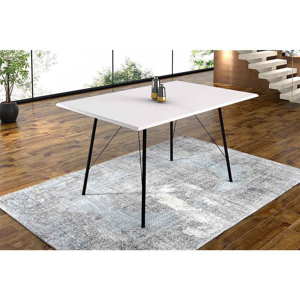 Mesa Sala De Jantar Paraty Preto 120x75cm Tampo Branco