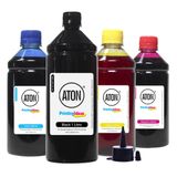 Kit 4 Tintas para Epson L395 Ecotank Black 1 Litro e Coloridas 500ml Aton