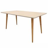 Mesa De Jantar Retangular 160cm 6 Lugares Veneza C14 Off White/noce - Mpozenato