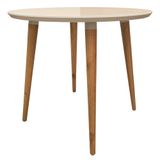 Mesa De Jantar Redonda 90cm 4 Lugares Tampo De Vidro Veneza C14 Off White - Mpozenato