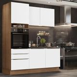 Cozinha Compacta Madesa Lux Com Armário E Balcão 5 Portas 3 Gavetas - Rustic/branco Veludo