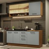Cozinha Completa Madesa Agata 180002 com Armário e Balcão (sem Tampo e Pia) - Rustic/Cinza