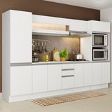 Cozinha Completa 100% MDF Madesa Smart 300 cm Modulada Com Armário, Balcão e Tampo