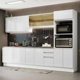 Cozinha Completa 100% Mdf Madesa Acordes 310001 Com Armário E Balcão - Frentes Branco Brilho