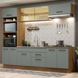 Cozinha Completa Madesa Agata 270003 com Armário e Balcão (sem Tampo e Pia) - Rustic/Cinza
