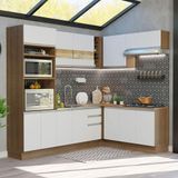 Cozinha Completa De Canto Madesa Glamy 419001 Com Armário E Balcão (sem Tampo E Pia) - Rustic/branco