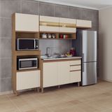 Cozinha Compacta Com Balcão Armário Veneza 7 Pt 3 Gv 245 Cm Mdp Canelato  Off White - Clicklar