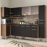 Cozinha Completa de Canto Madesa Emilly Space com Armário Vidro Miniboreal, Balcão e Paneleiro