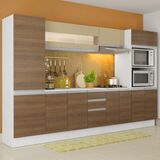 Cozinha Completa 100% MDF Madesa Smart 300 cm Modulada Com Armário, Balcão e Tampo