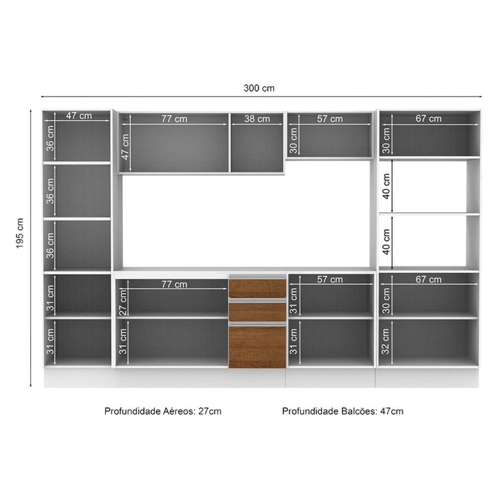 Compre online armário de cozinha completa 300cm