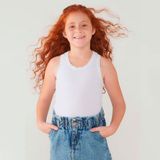 Blusa Feminina Infantil Regata Em Ribana Hering Kids Branca - 16