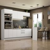 Cozinha Completa Madesa Glamy 315002 Com Armário, Balcão E Bancada (sem Tampo E Pia) - Branco