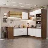 Cozinha Completa De Canto Madesa Glamy 504001  Com Armário E Bancada (s/ Tampo E Pia) - Rustic/branco