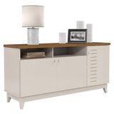 Balcão Buffet Aparador Para Sala De Jantar Pozzi L02 Off White/madero Canela - Mpozenato