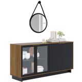 Balcão Aparador Buffet Vicky Com Espelho Adnet 67cm C05 Preto/freijó/off White - Mpozenato