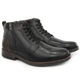 Bota Coturno Masculina Couro Leve Cadarço Zíper Conforto Preto 44