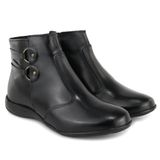 Bota Couro Feminina Zíper Bico Redondo Casual Confortável Preto 35