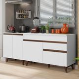 Kit Com 2 Balcões De Cozinha Madesa Reims 4 Portas 1 Gaveta (com Tampo) - Branco