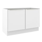 Balcão Gabinete De Pia Madesa Lux 120 Cm 2 Portas (sem Tampo) - Branco/branco Veludo