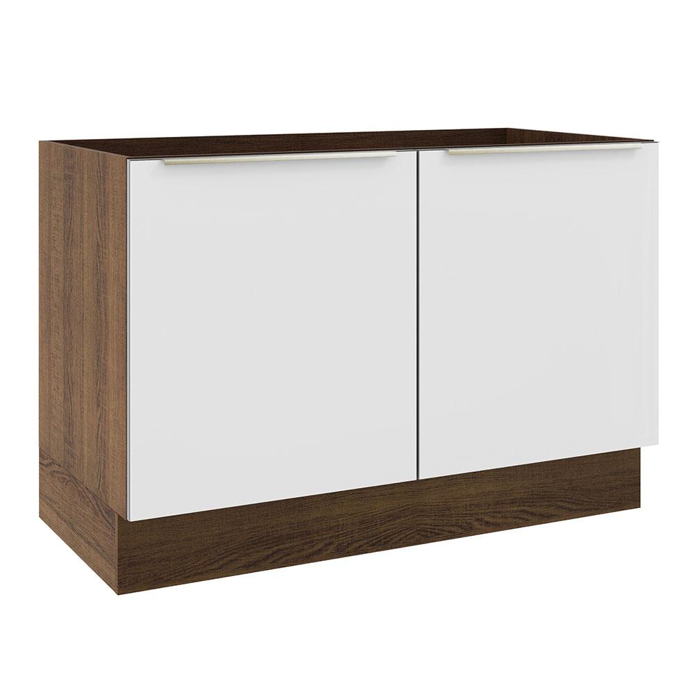 Balcão Gabinete De Pia Madesa Lux 120 Cm 2 Portas (sem Tampo) - Rustic/branco Veludo