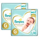 Kit Fralda Pampers Premium Care Mega Tamanho G 60 Unidades