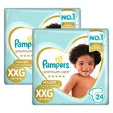 Kit fralda Pampers Premium Care Mega Tamanho XXG 48 Unidades