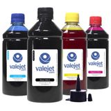 Kit 4 Tintas para Epson L495 EcoTank CMYK Pigmentada 500ml Valejet