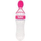 Colher Dosadora Com Tampa Papinha De Silicone Para Bebês Buba Rosa