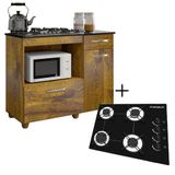 Kit Balcão Violeta Com Cooktop Preto 4 Bocas Bivolt