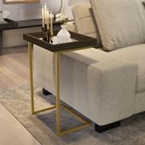 Mesa Lateral Apoio Para Sofá Com Espelho Jb 4774 - Canela Com Dourado - Lojas Rpm