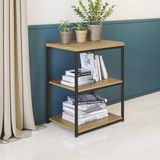 Mesa De Apoio Industrial 45 Cm Kappesberg 3 Andares Quarto Sala Base Metal Mdp Marrom Madeira Preto